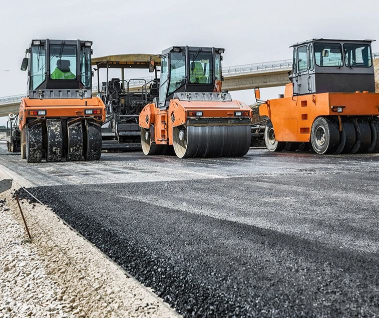 Portrait of road construction