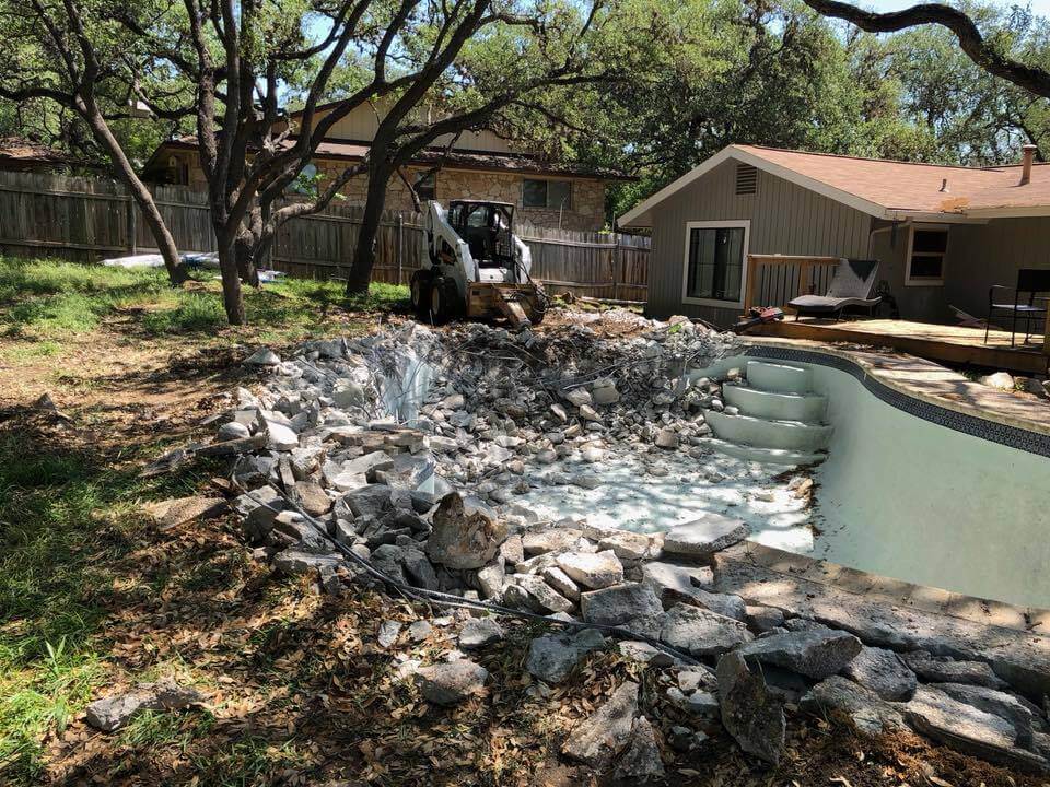 Demolition contractor pool mobile home